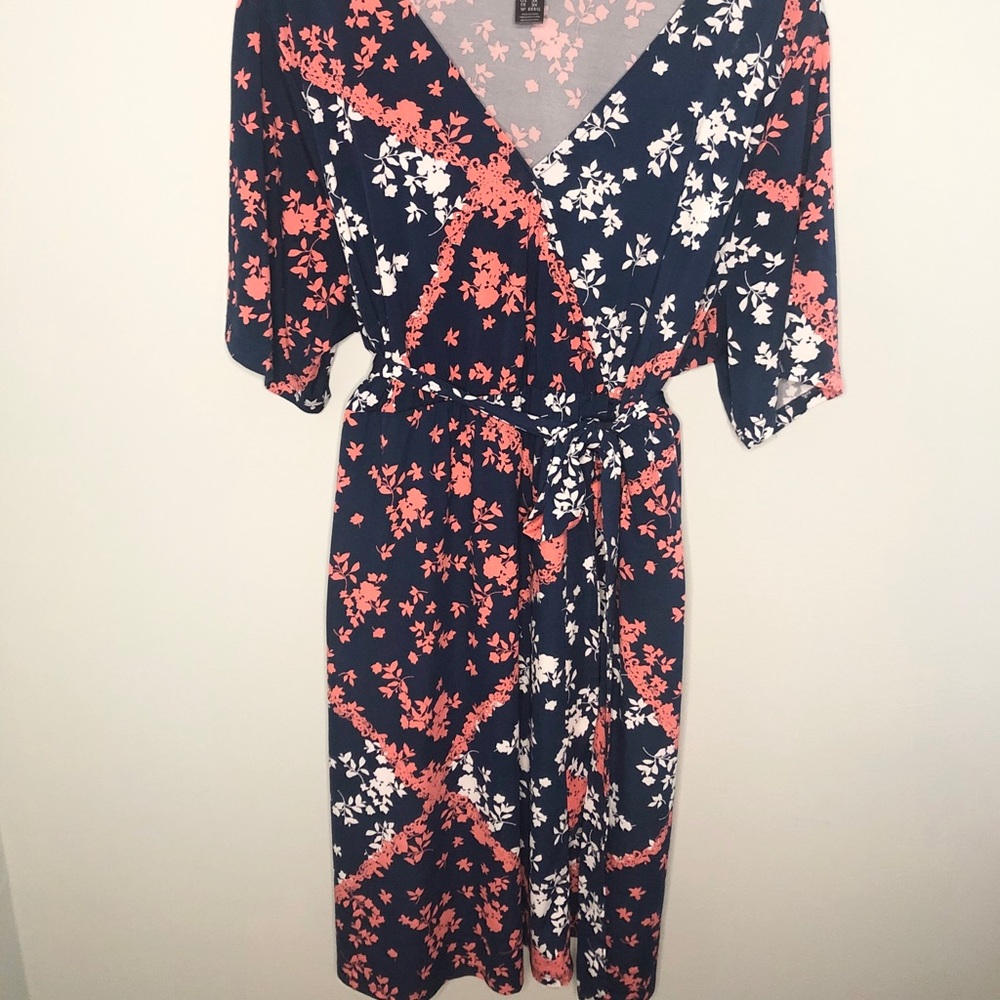 3x shirt sleeves faux wrap maternity dress